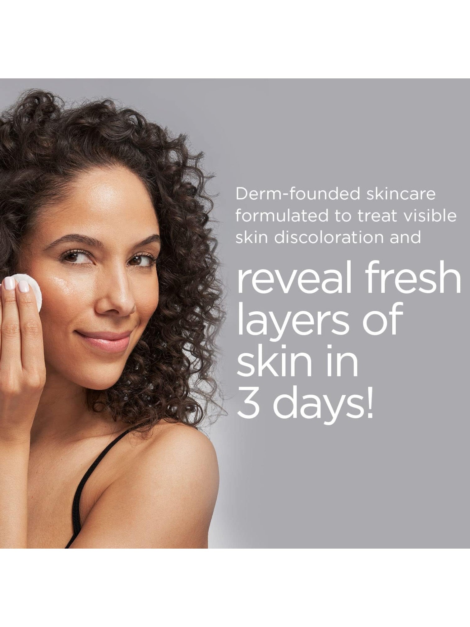 Woman applying cream to her face with text about skincare treatment on a gray background. Neostrata, Monza Outlet, Monza Fashion, Shein Outlet