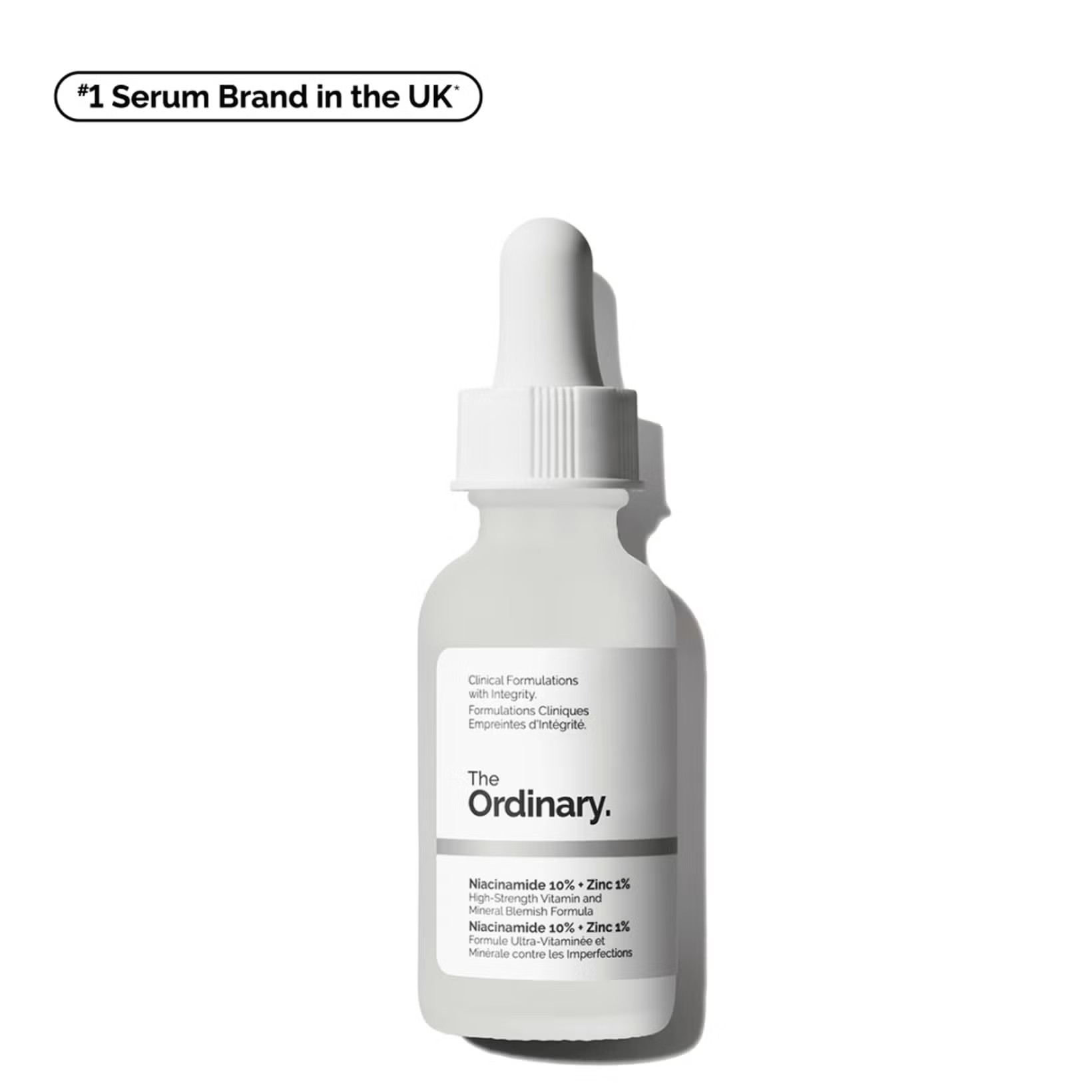 The Ordinary serum bottle with dropper on a white background Monza Outlet
