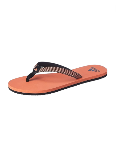 Orange flip-flop sandal with black strap on a white background monza outlet, Shein outlet, monza fashion