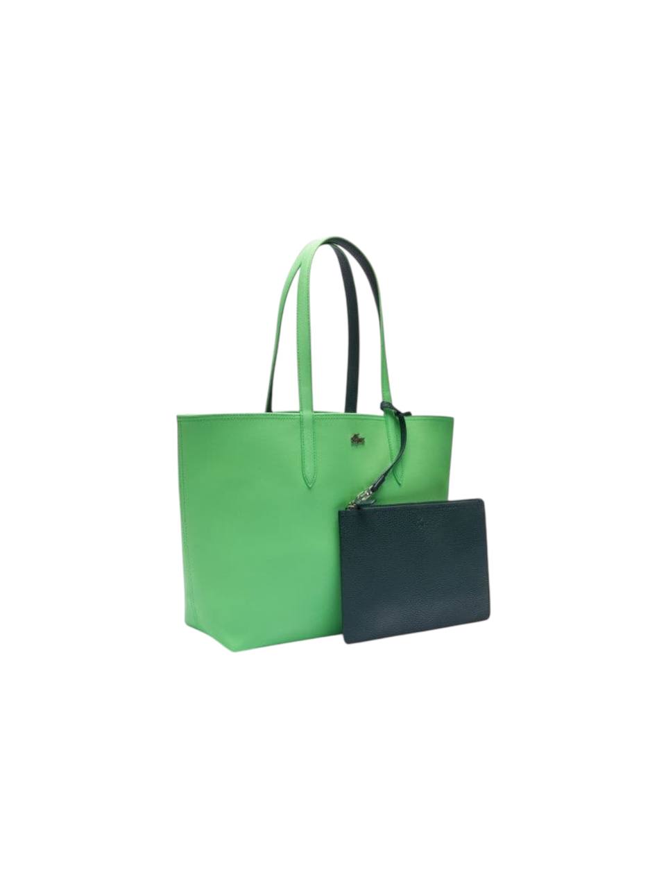 Green tote bag and black pouch on a white background Lacoste Monza Outlet, Monza Fashion, Shein Outlet