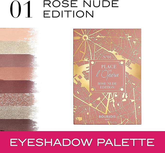 Eyeshadow palette with Place de l'Opéra design and Bourjois branding on a white background. Monza Outlet