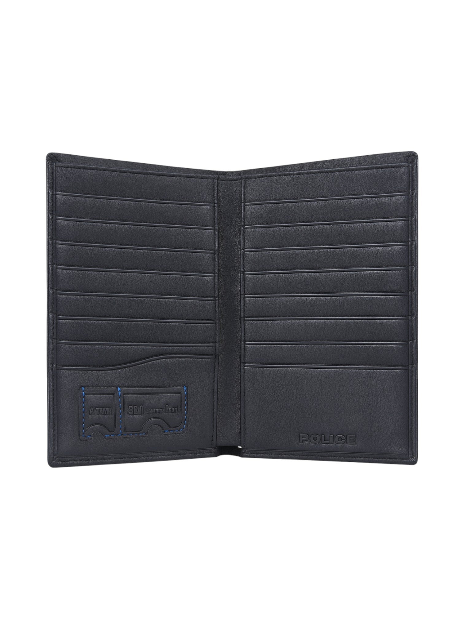 Black leather wallet with brand logo on a white background, Police, Monza Outlet, Monza Fashion, Shein Outlet