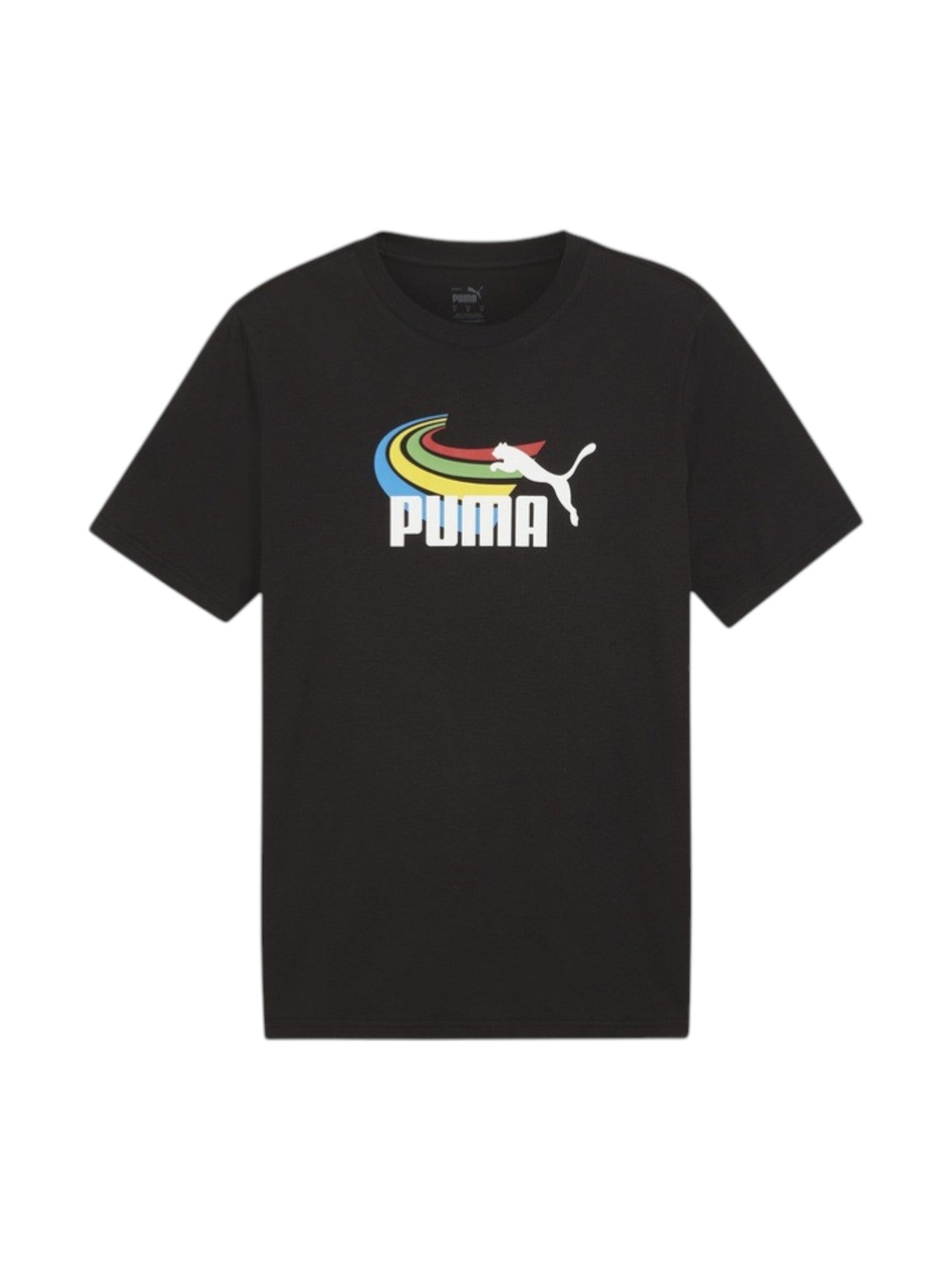 Black t-shirt with Puma logo on a white background. Puma, Monza Outlet, Monza Fashion, Shein Outlet