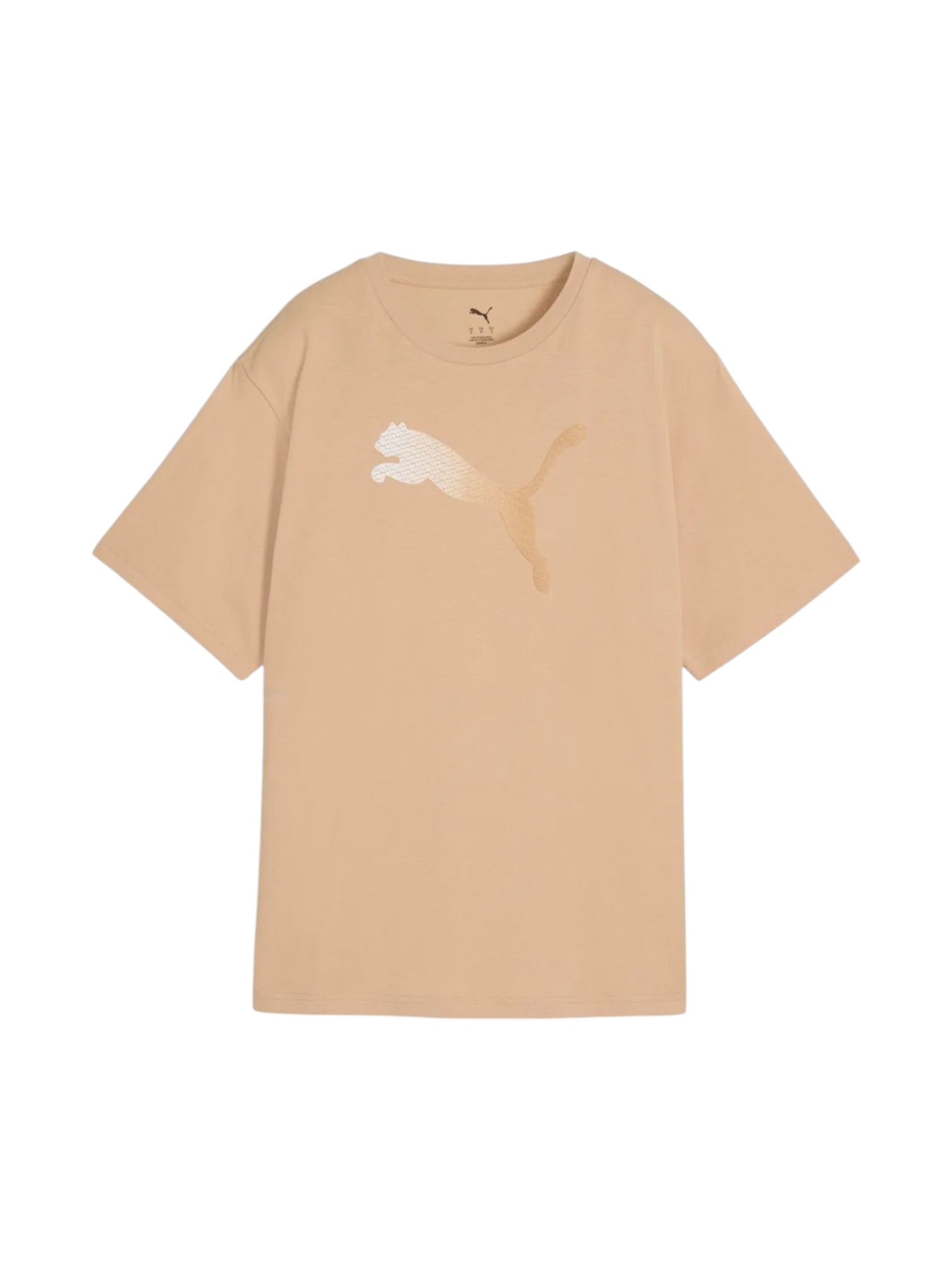 Beige t-shirt with a logo on a white background. Puma, Monza Outlet, Monza Fashion, Shein Outlet