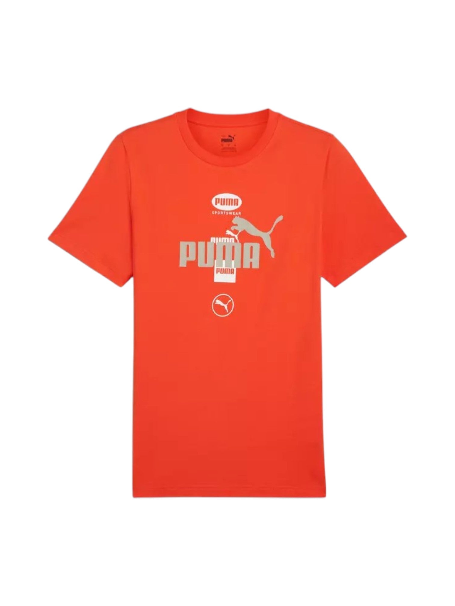 Red t-shirt with Puma logos on a white background. Puma, Monza Outlet, Monza Fashion, Shein Outlet