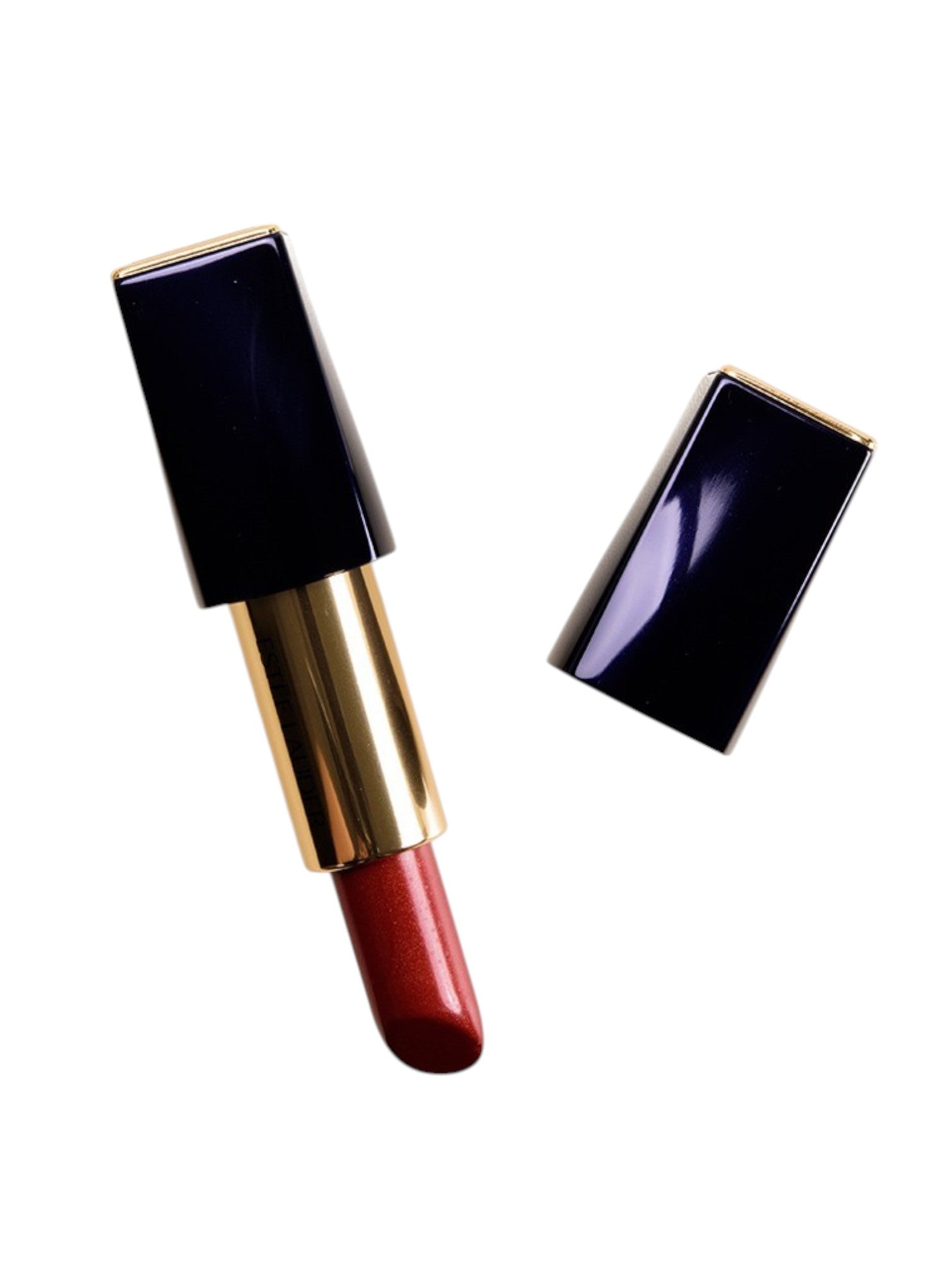 Lipstick with black cap and gold tube on a white background Monza fashion outlet, monza outlet, shein outlet, shien outlet cosmetics, makeup, perfume