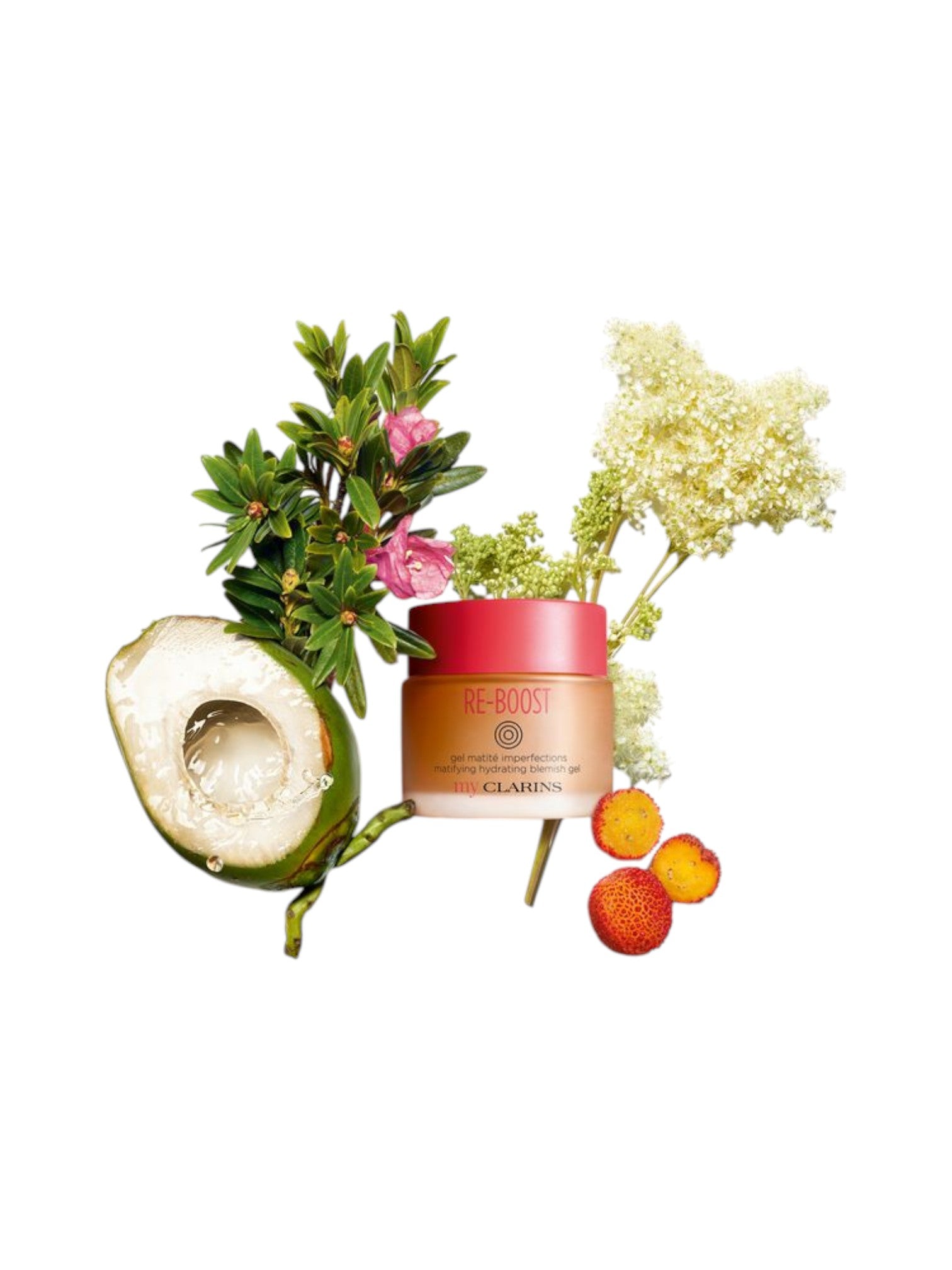 Cosmetic jar with avocado, flowers, and berries on a white background monza outlet, Shein outlet, monza fashion