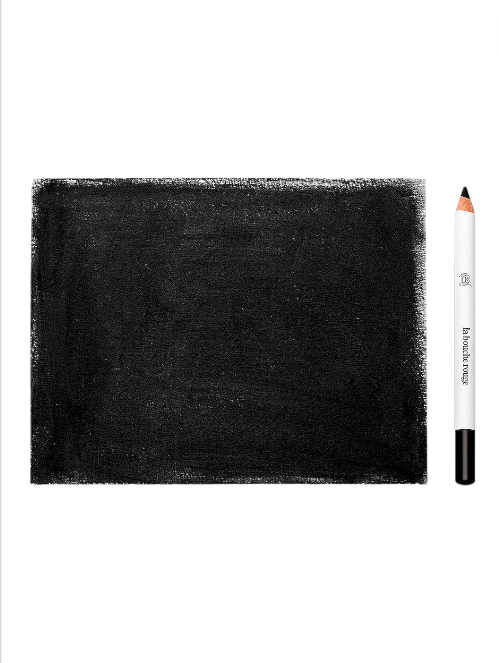 Black makeup pencil next to a swatch of black color on a white background Monza outlet, monza fashion, shein outlet, shien outlet