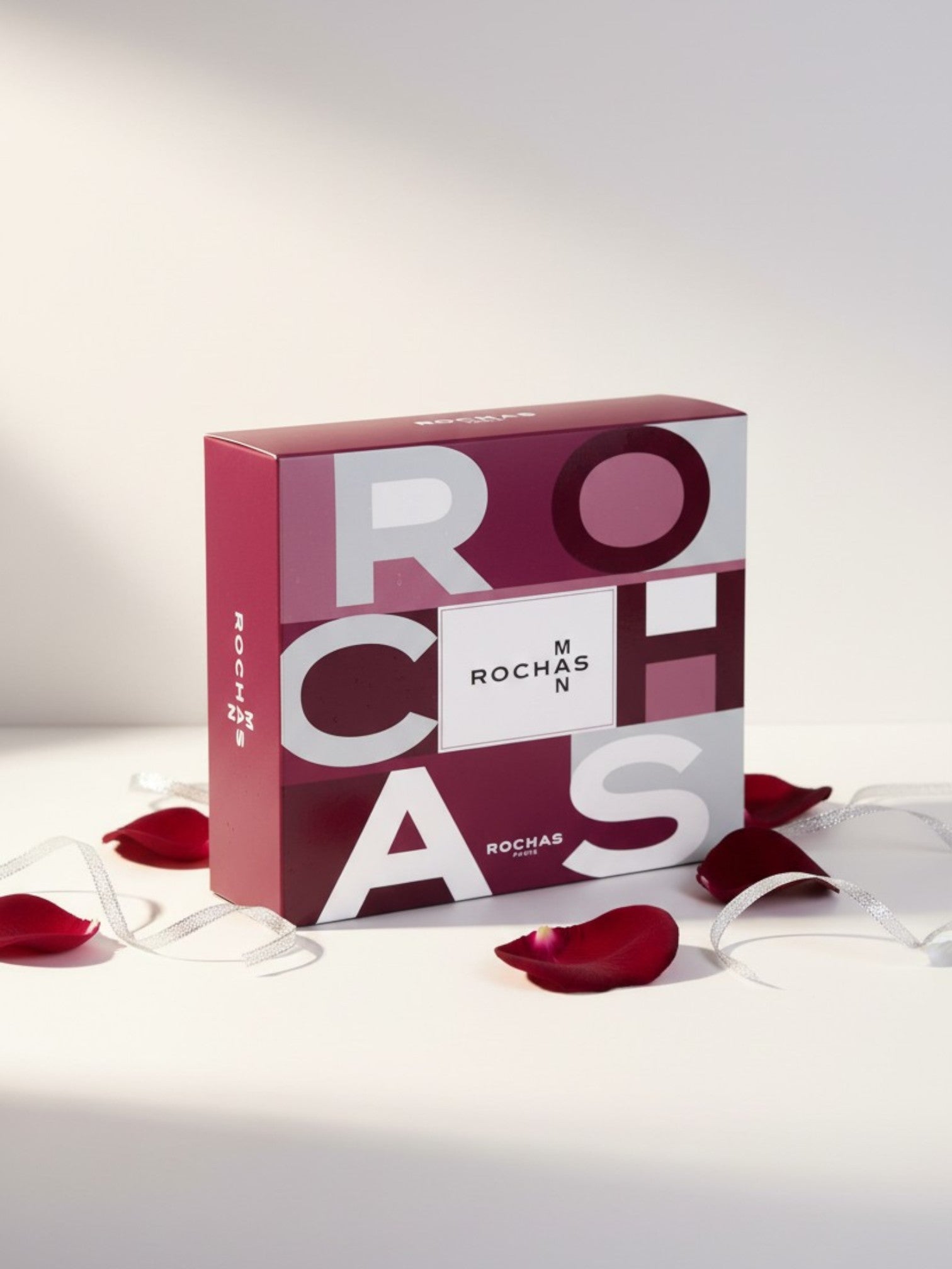 Rochas perfume box with red and white design on a light background. Rochas, Monza Outlet, Monza Fashion, Shein Outlet