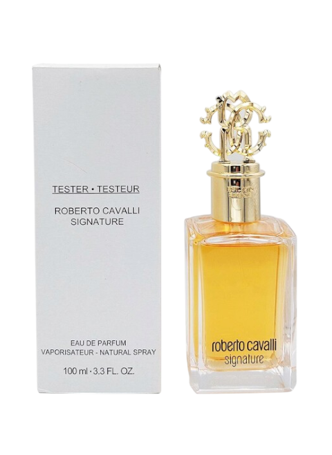 Roberto Cavalli Signature perfume bottle with packaging on a white background Signature Monza Outlet