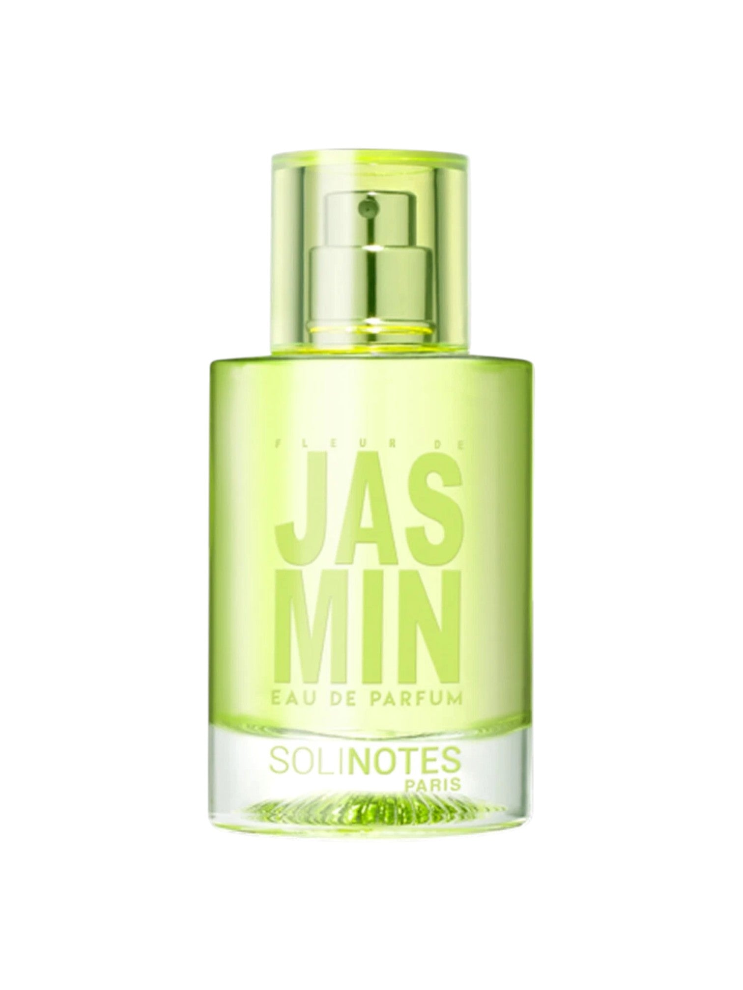 Green perfume bottle labeled Jasmin by Solinotes on a white background. Solinotes, Monza Outlet, Monza Fashion, Shein Outlet