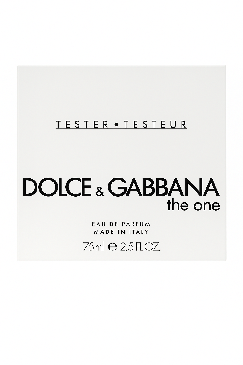 Dolce & Gabbana perfume packaging with Tester text on a white background Dolce Gabbana Monza Outlet