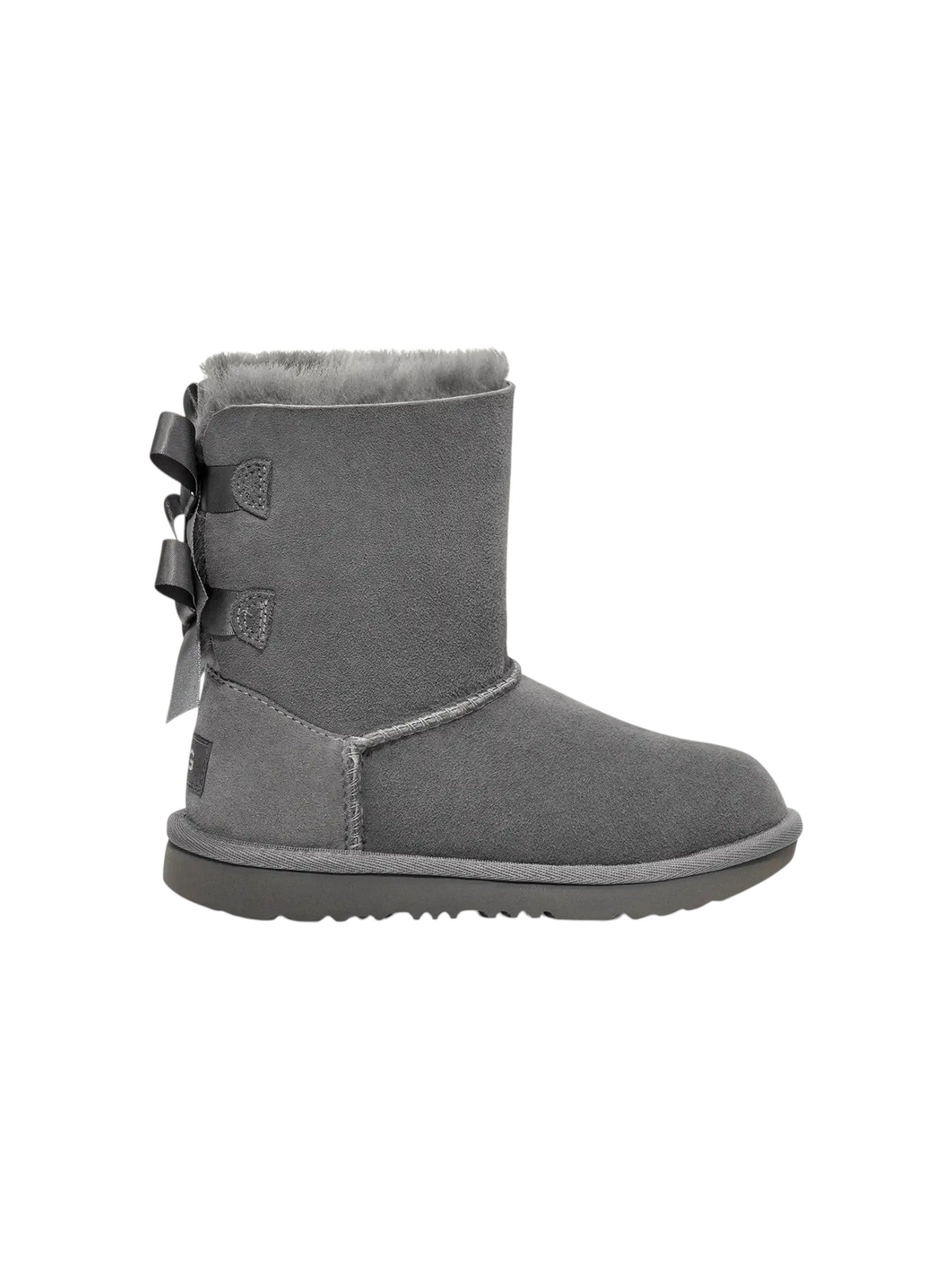 Gray bow-tied boot on a white background. UGG, Monza Outlet, Monza Fashion, Shein Outlet