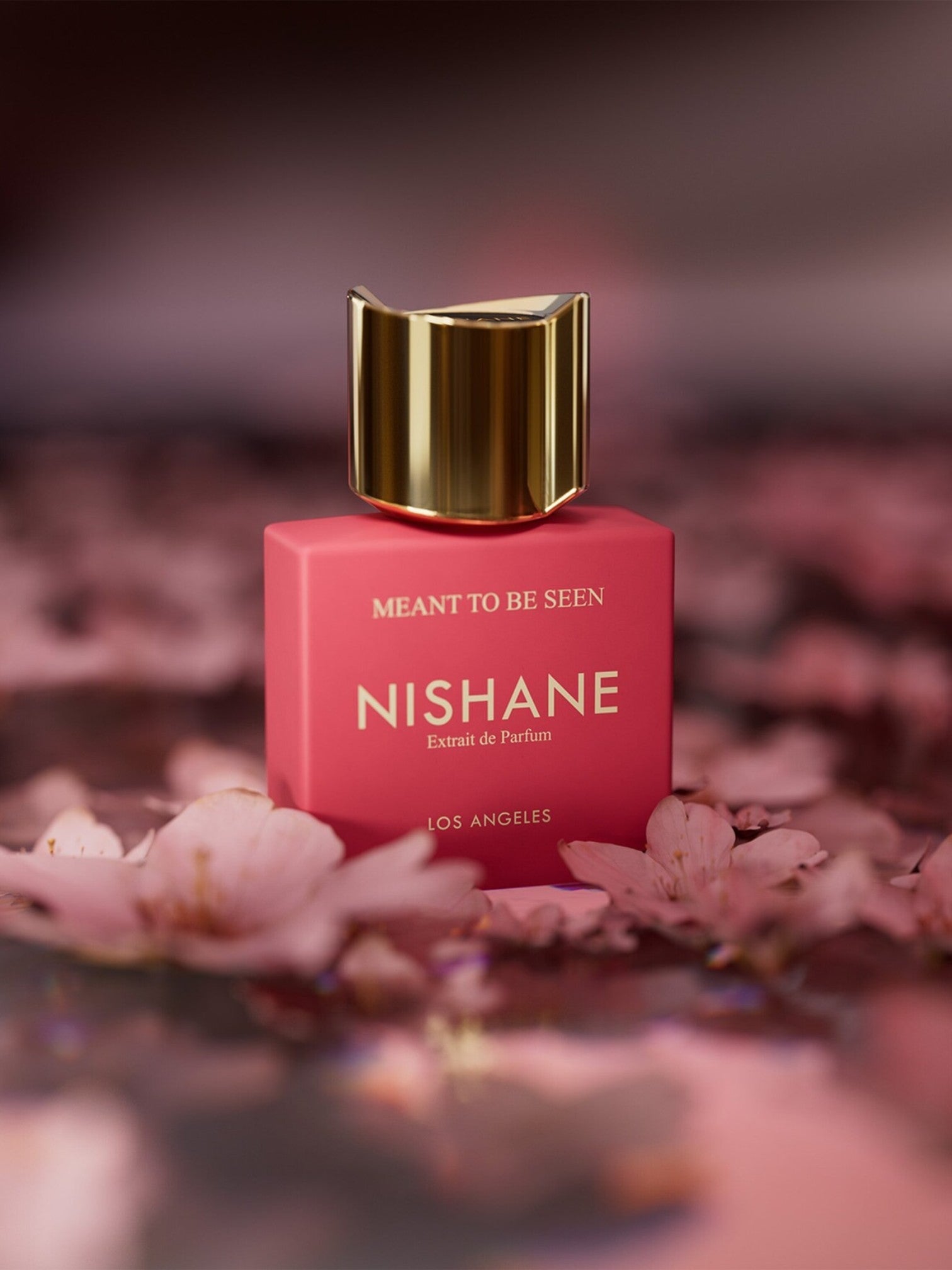 Nishane perfume bottle with gold cap on pink background. Nishane, Monza Outlet, Monza Fashion, Shein Outlet