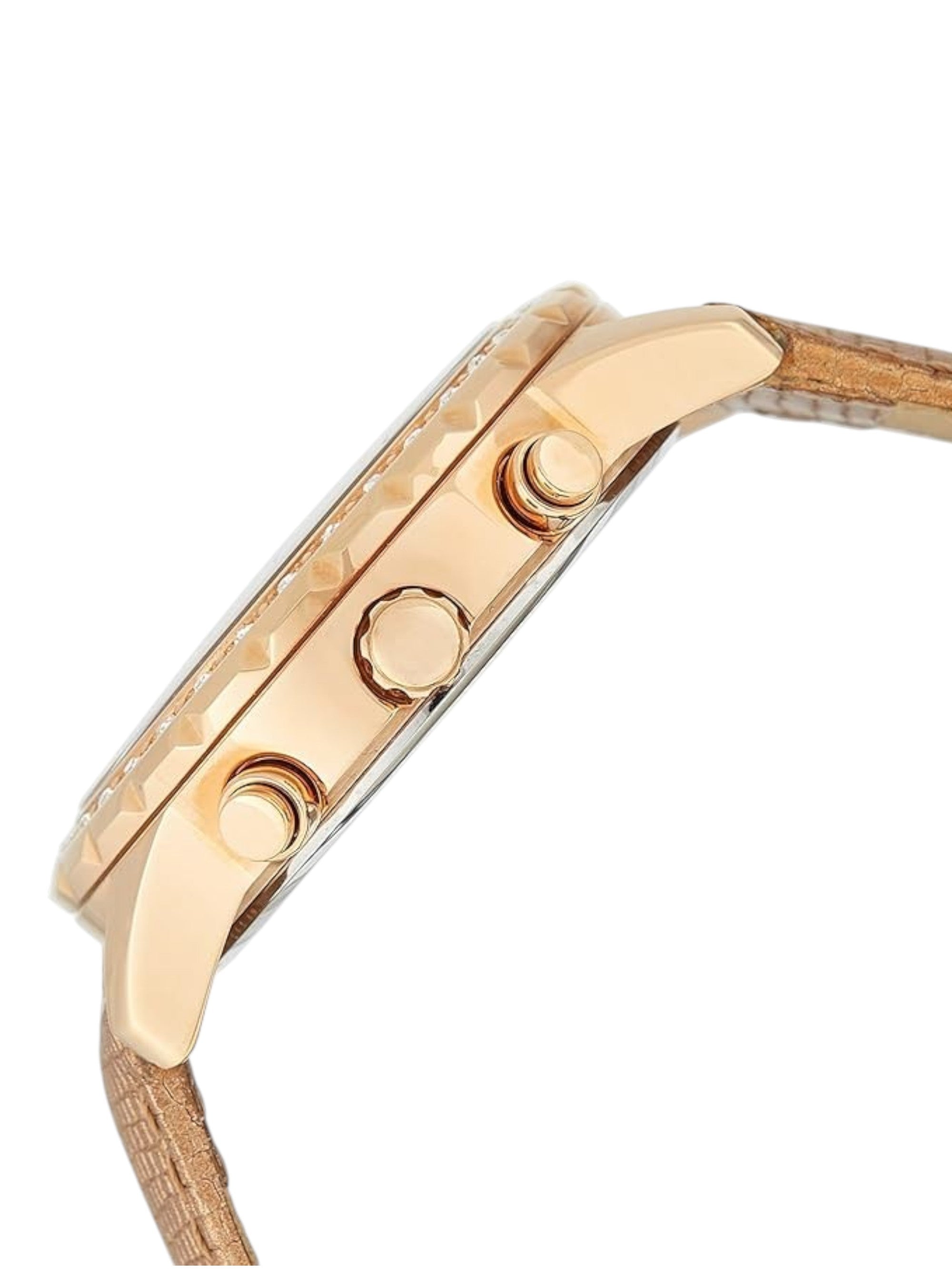 Rose gold watch with a brown leather strap on a white background monza outlet, Shein outlet, monza fashion