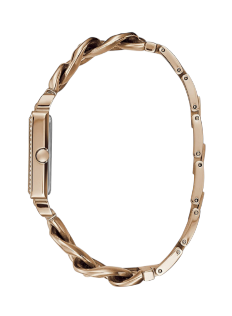 Rose gold watch with braided design on a white background monza outlet, Shein outlet, monza fashion