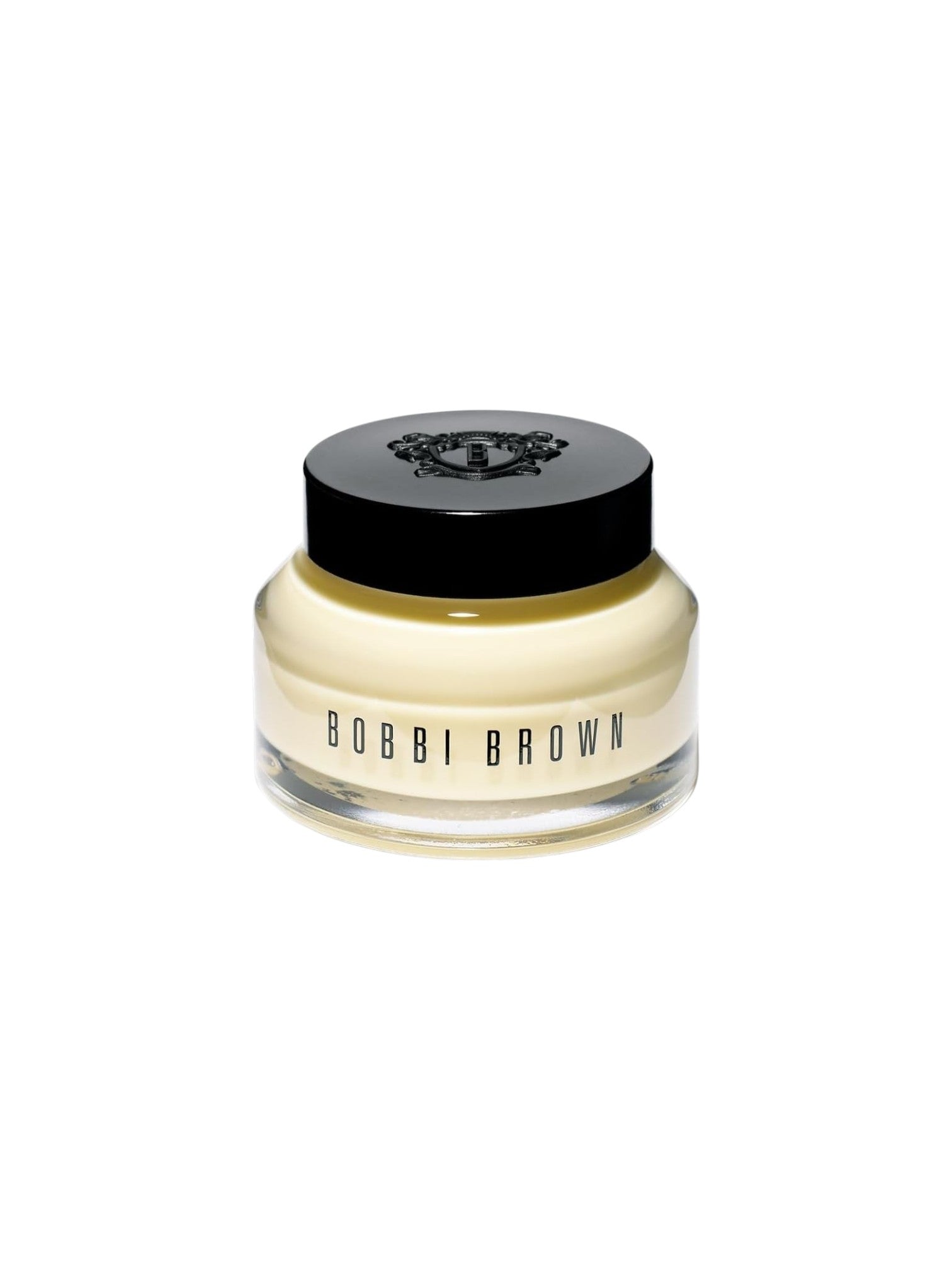 Bobbi Brown cream jar with black lid on a white background. Bobbi Brown, Monza Outlet, Monza Fashion, Shein Outlet