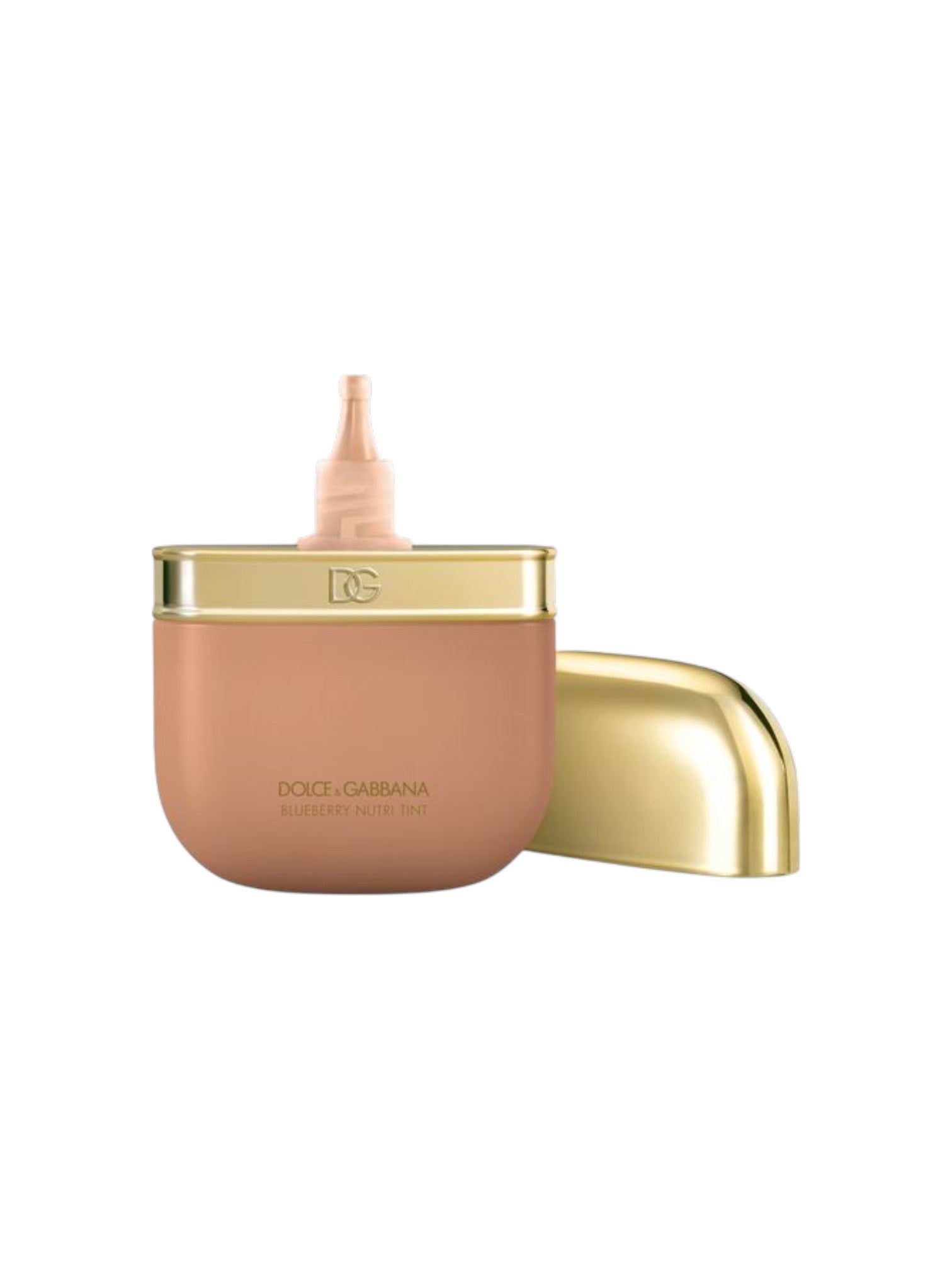 Dolce Gabbana Blueberry Nut Face Paint in a matte dusty rose container with a metallic gold cap and applicator tip, shown on a plain white background. Dolce & Gabbana, Monza Outlet, Monza Fashion, Shein Outlet
