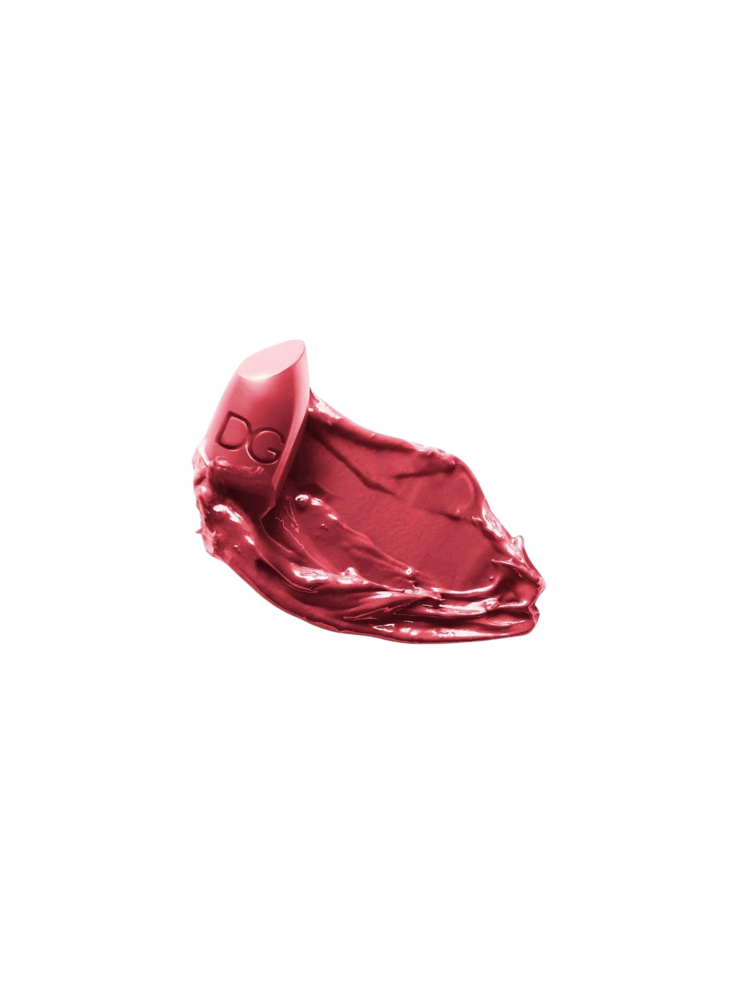 Red lipstick swatch on a white background. Dolce & Gabbana, Monza Outlet, Monza Fashion, Shein Outlet