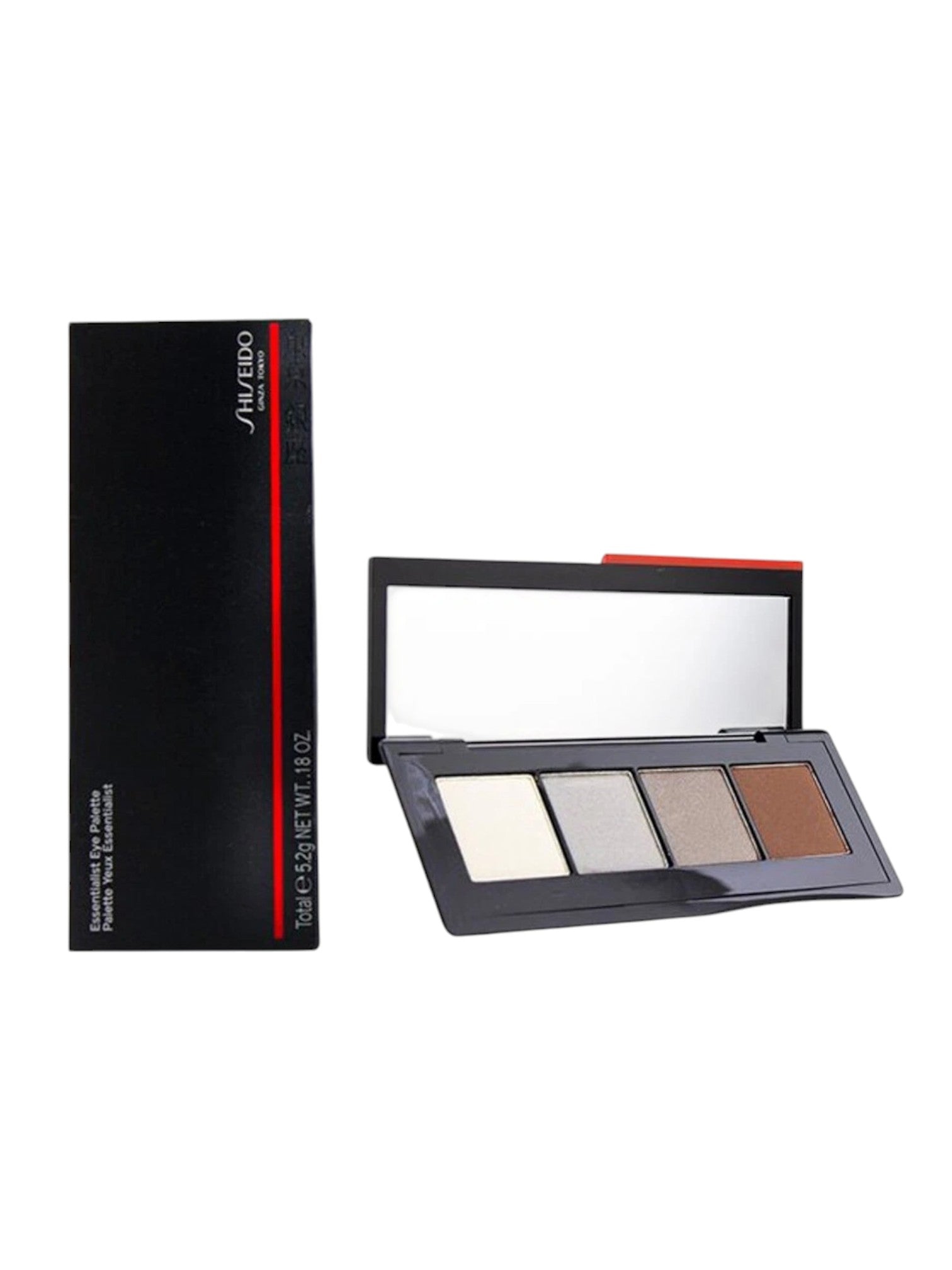 Shiseido makeup palette with four shades and a black box on a white background. Shiseido, Monza Outlet, Monza Fashion, Shein Outlet