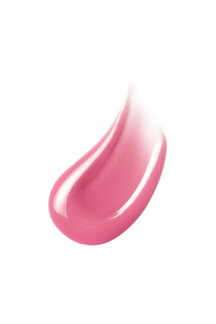Pink lip gloss swatch on a white background Monza fashion outlet, monza outlet, shein outlet, shien outlet cosmetics, makeup, perfume