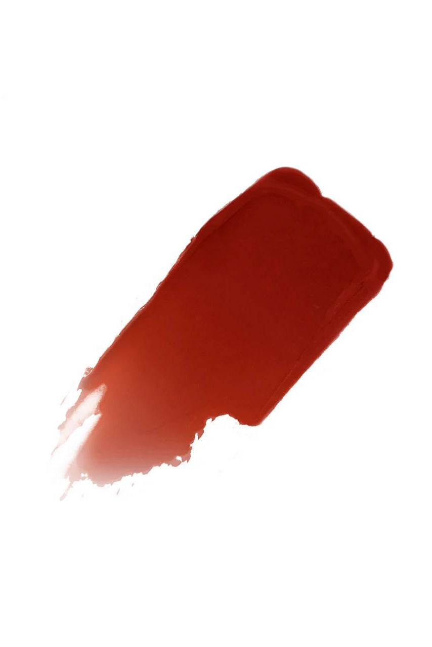 Red lipstick swatch on a white background Monza fashion outlet, monza outlet, shein outlet, shien outlet cosmetics, makeup, perfume