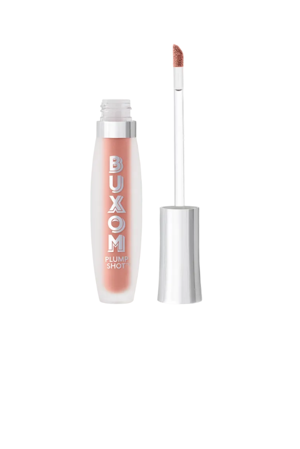 Lip gloss with applicator on a white background, featuring the brand Buxom. Monza Outlet