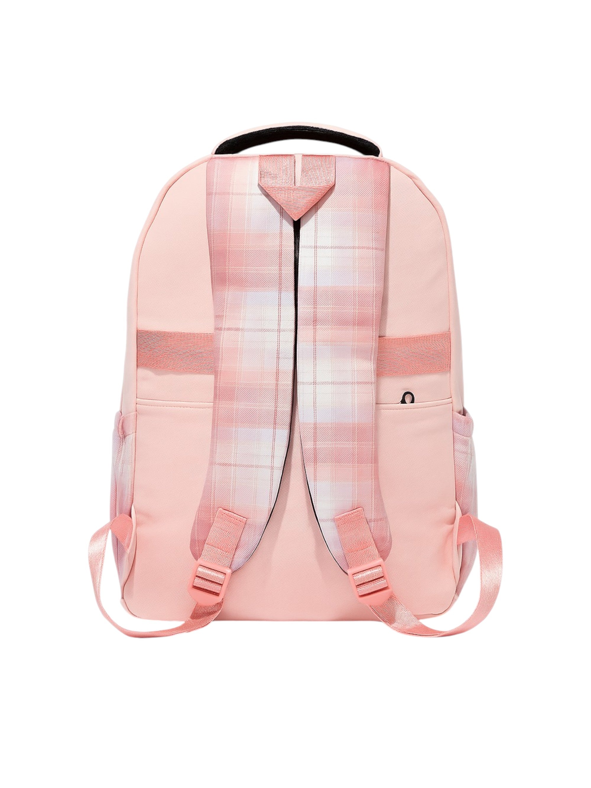 Pink plaid backpack on a white background monza outlet, Shein outlet, monza fashion