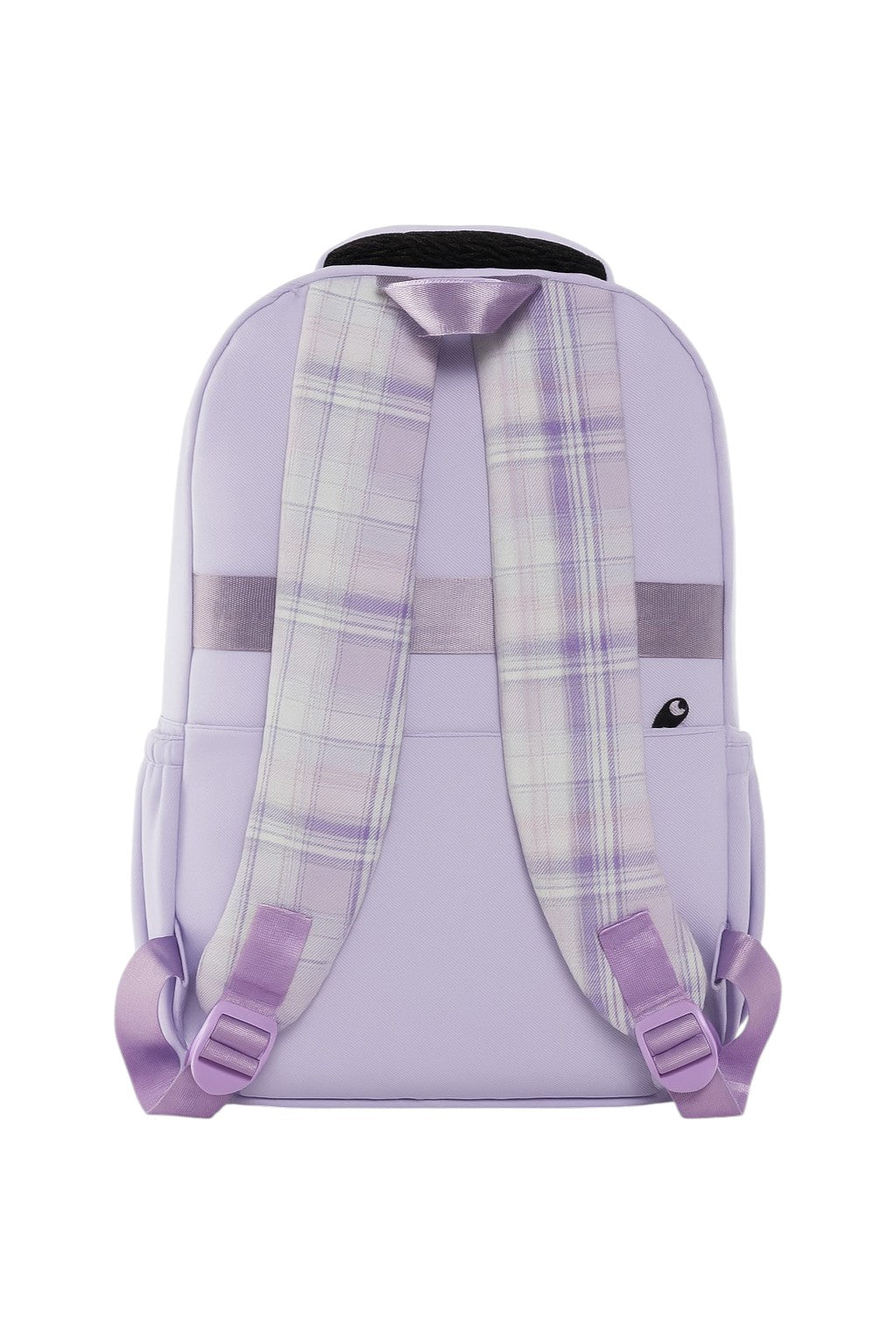 Backpack with plaid pattern on straps on a white background monza outlet, Shein outlet, monza fashion