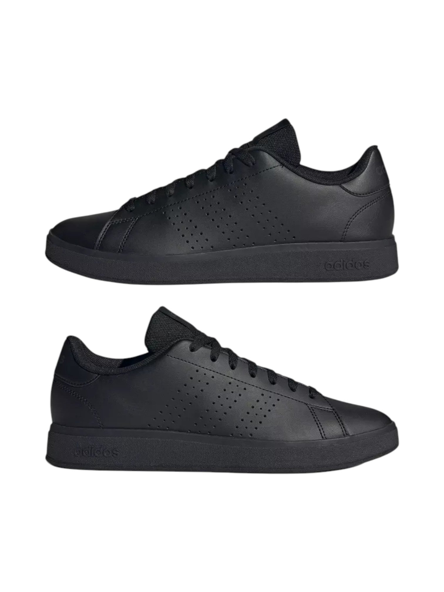 Two black sneakers on a white background. Adidas, Monza Outlet, Monza Fashion, Shein Outlet