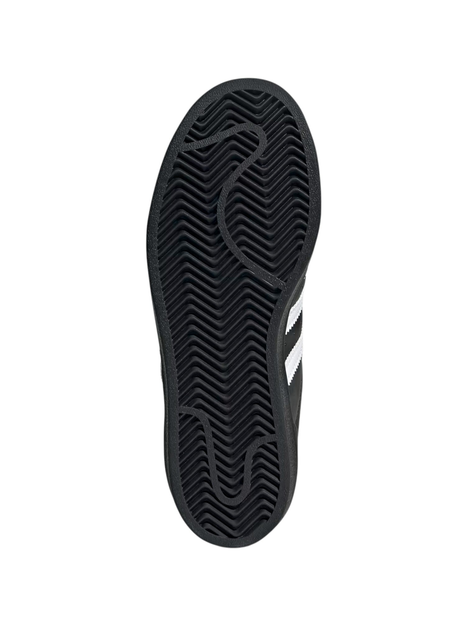 Black shoe sole with white stripes on a white background. Adidas, Monza Outlet, Monza Fashion, Shein Outlet