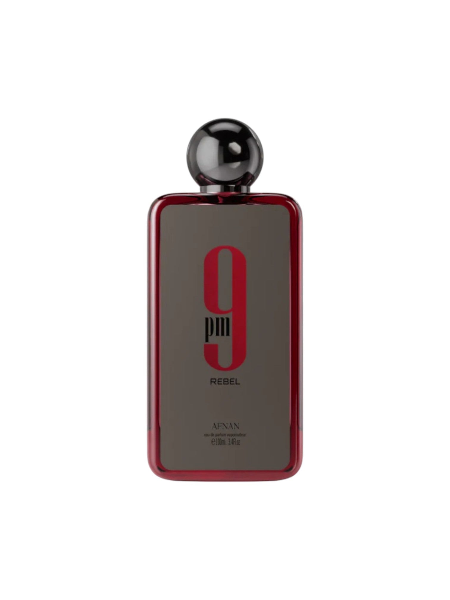 Perfume bottle with red and black design on a white background. Afnan, Monza Outlet, Monza Fashi