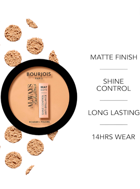 Bourjois powder with product features on a white background Monza Outlet