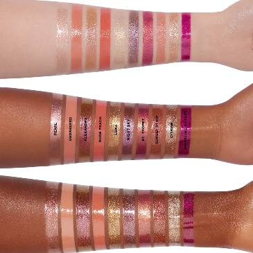 Set of lip swatches on a skin-toned background Monza fashion outlet, monza outlet, shein outlet, shien outlet cosmetics, makeup, perfume