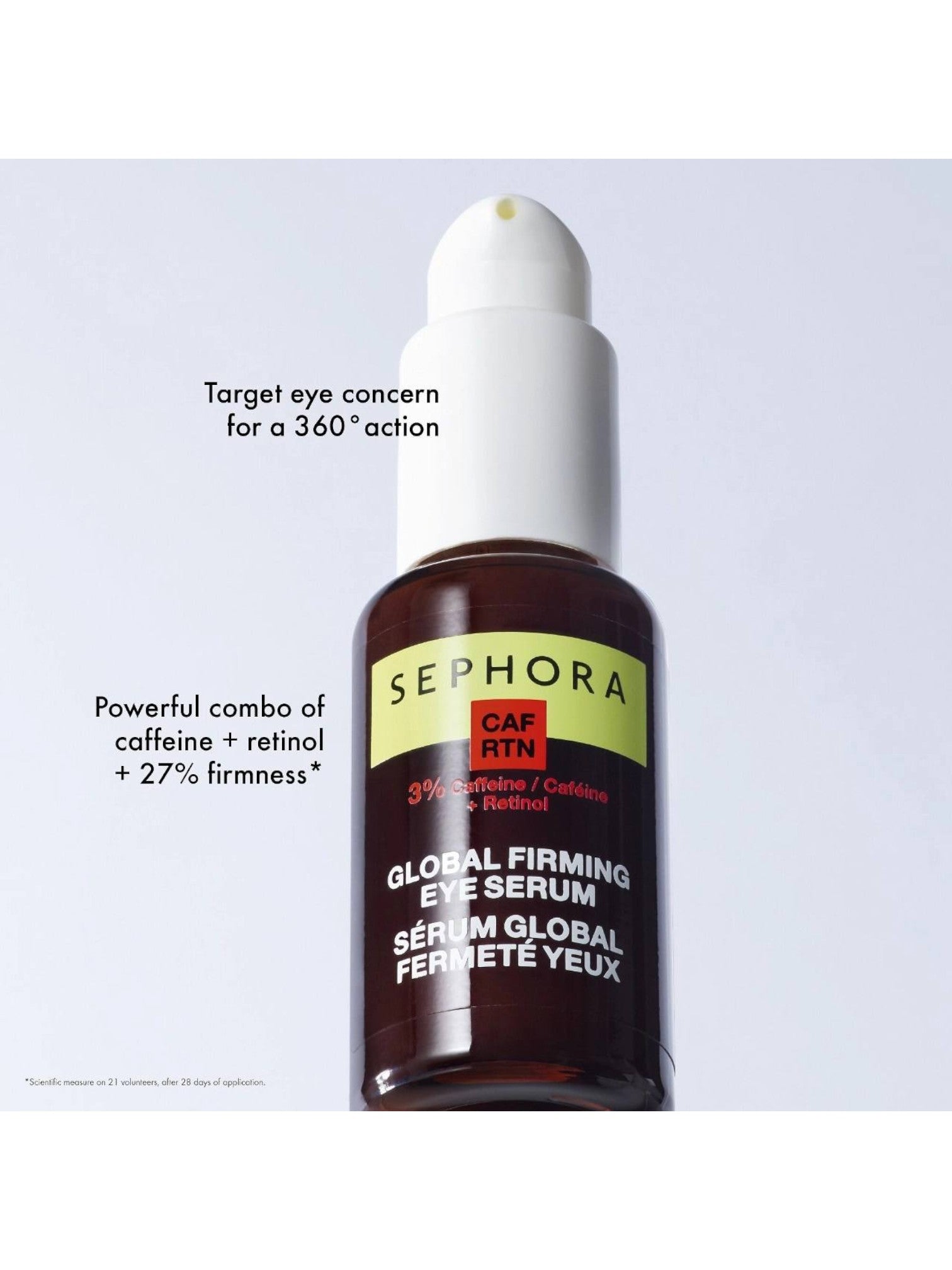 Sephora Global Firming Eye Serum bottle on a light gray background monza outlet, Shein outlet, monza fashion