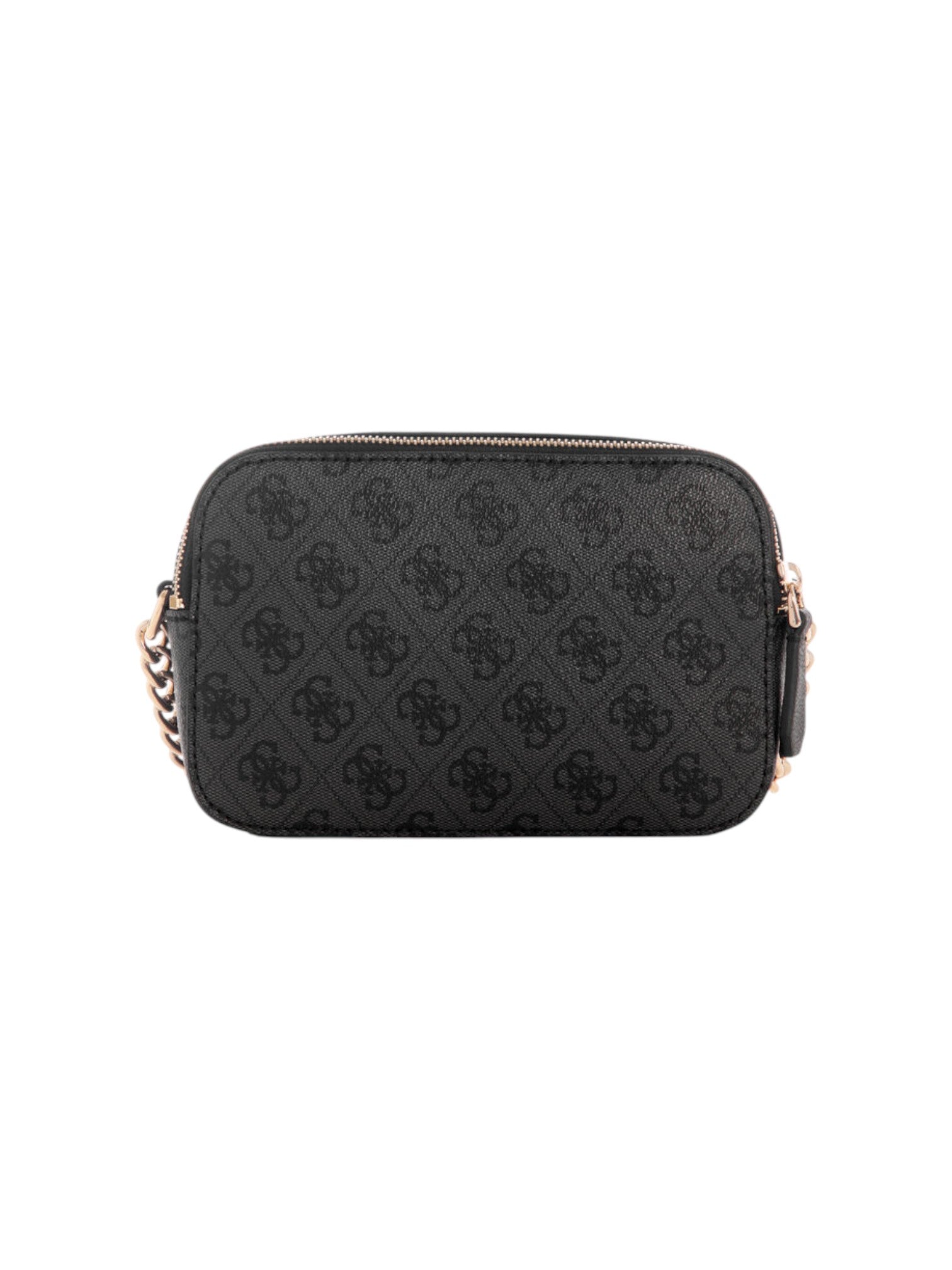 Black quilted handbag with gold accents on a white background. Guess, Monza Outlet, Monza Fashion, Shein Outlet