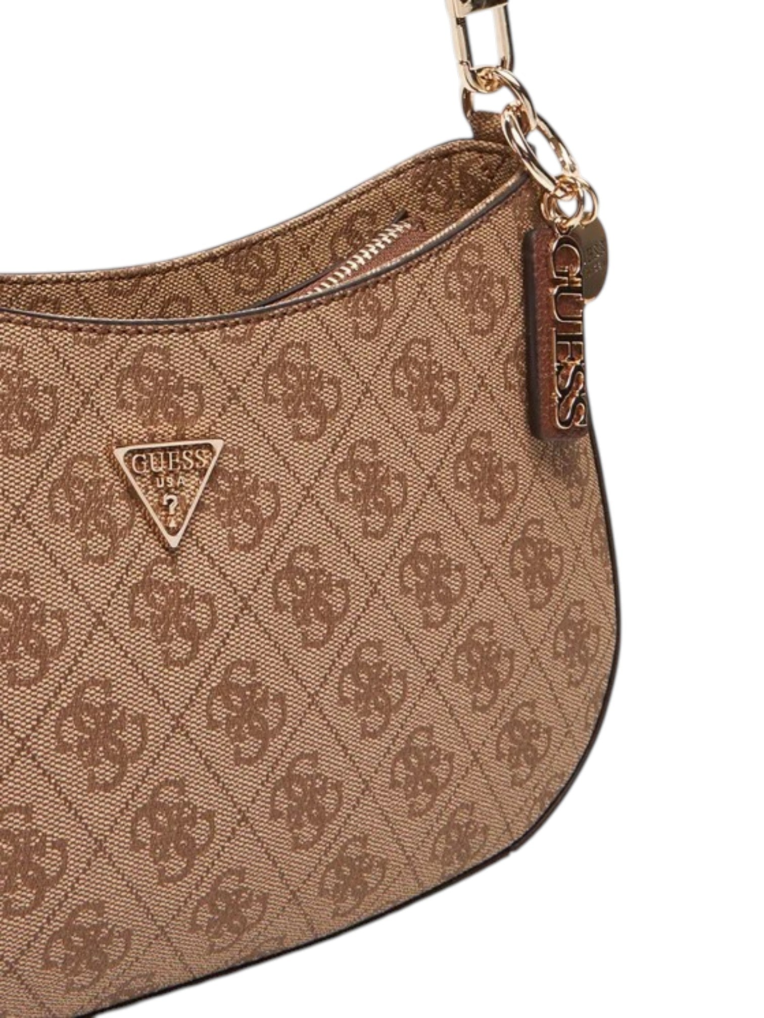 Brown handbag with a visible brand logo on a white background. Guess, Monza Outlet, Monza Fashion, Shein Outlet