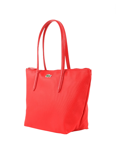 Red tote bag with a brand logo on a white background Lacoste Monza Outlet, Monza Fashion, Shein Outlet