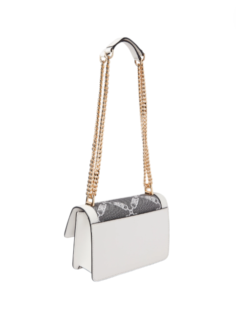 White handbag with a chain strap on a white background monza outlet, Shein outlet, monza fashion