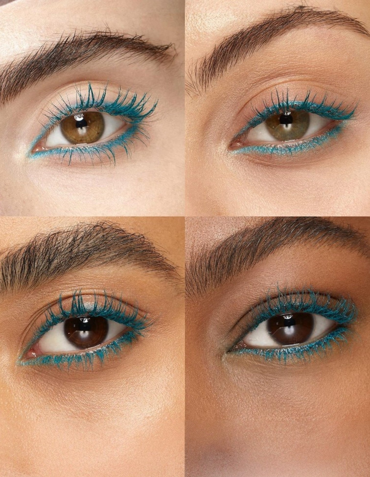 Close-up of eyes with blue eyeliner in a grid layout. Kiko, Monza Outlet, Monza Fashion, Shein Outlet