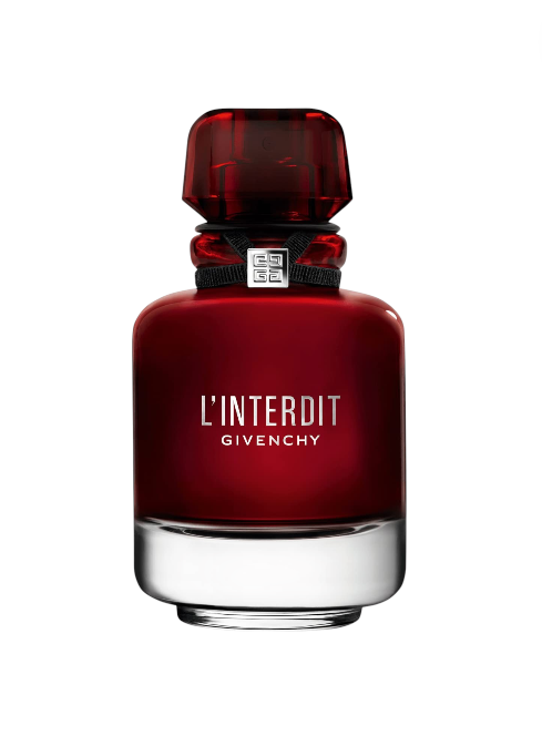 Red Givenchy perfume bottle on a white background Monza Outlet