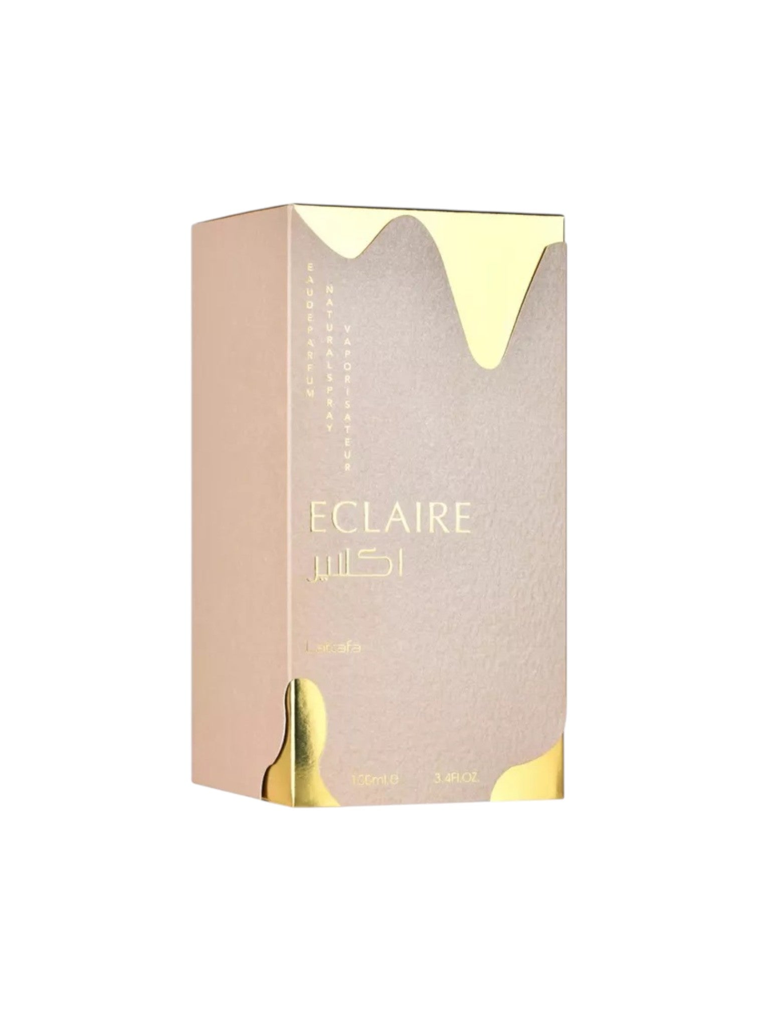 Eclaire perfume box with gold accents on a white background. Lattafa, Monza Outlet, Monza Fashion, Shein Outlet