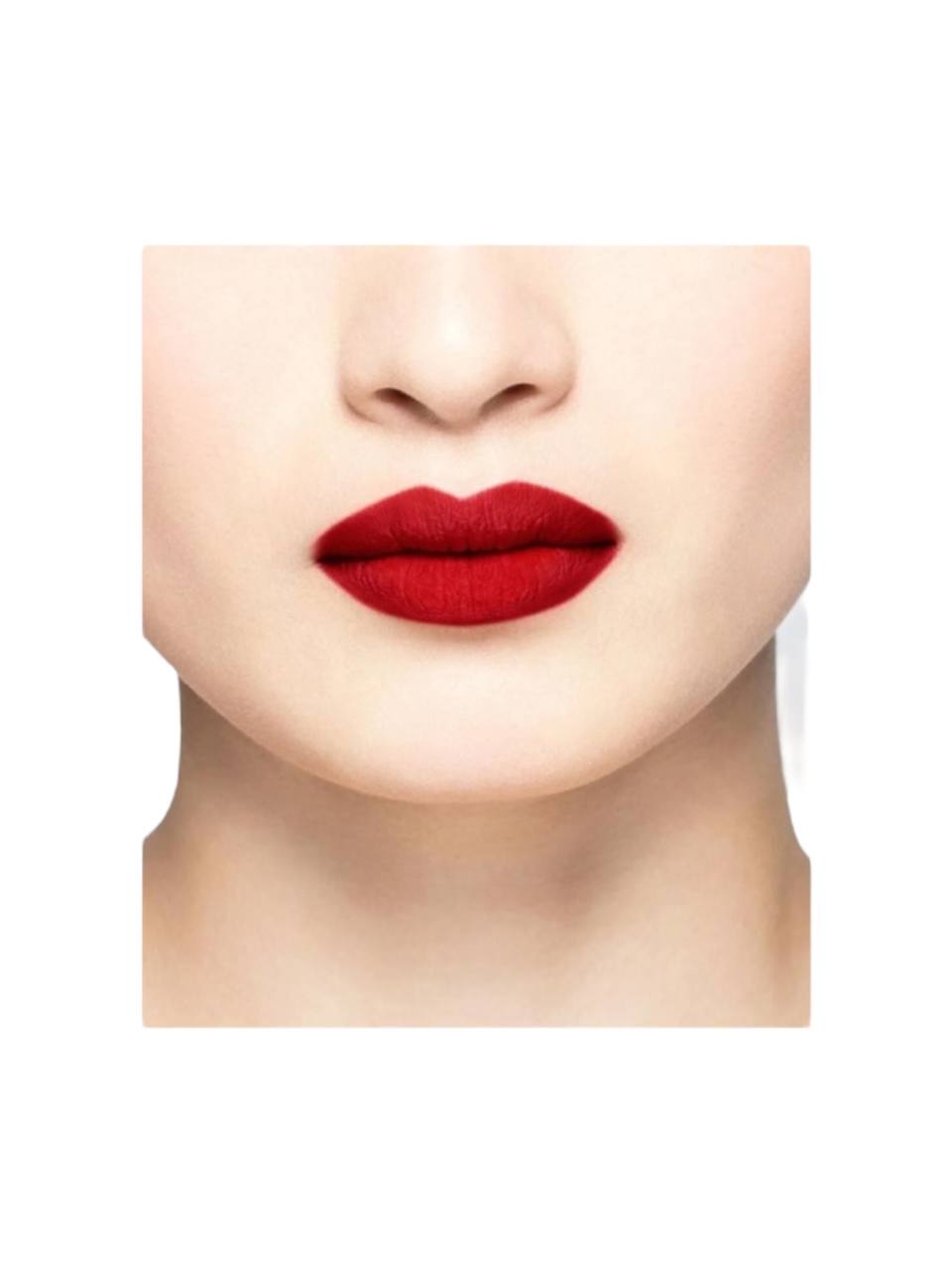 Close-up of a person wearing red lipstick on a white background Monza outlet, monza fashion, shein outlet, shien outlet
