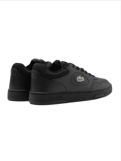 Black sneakers with a brand logo on a white background, Lacoste, Monza Outlet, Monza Fashion, Shein Outlet