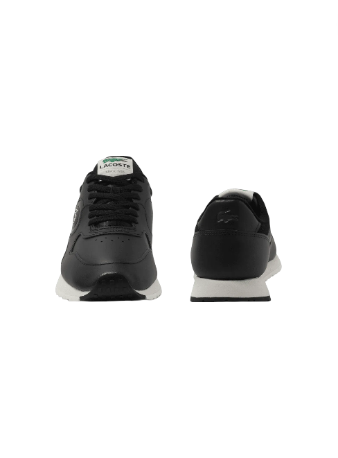 Black sneakers with white soles on a white background, Lacoste, Monza Outlet, Monza Fashion, Shein Outlet