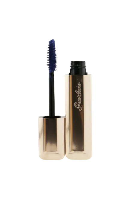 Mascara with gold casing and blue brush on a white background Guerlain Monza Outlet, Monza Fashion, Shein Outlet