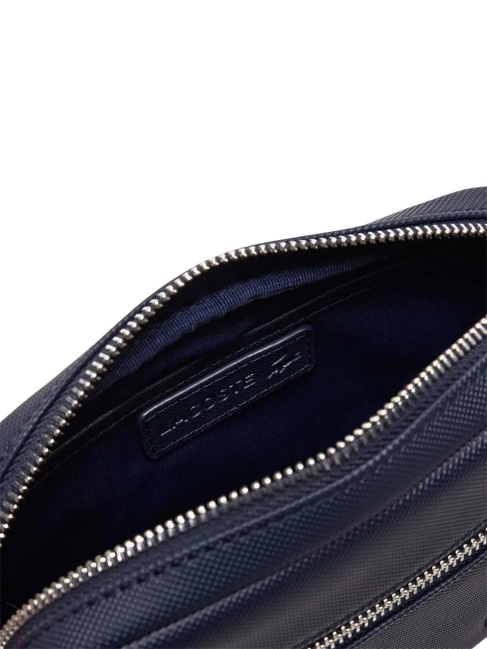 Navy blue bag with zippers on a white background Lacoste Monza Outlet, Monza Fashion, Shein Outlet