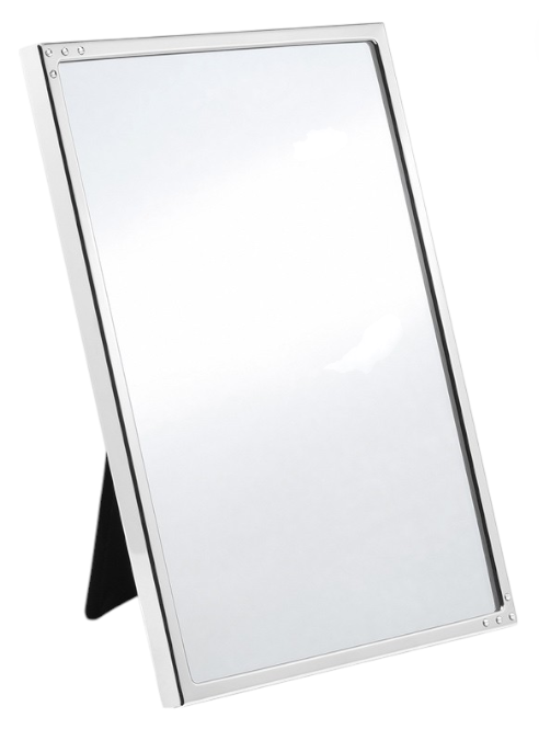Rectangular mirror with a stand on a white background