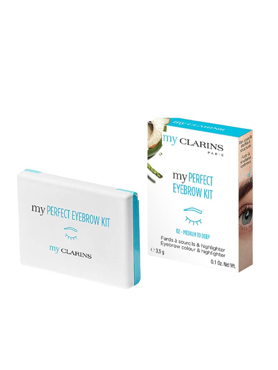 Clarins my Perfect Eyebrow Kit packaging on a white background monza outlet, Shein outlet, monza fashion