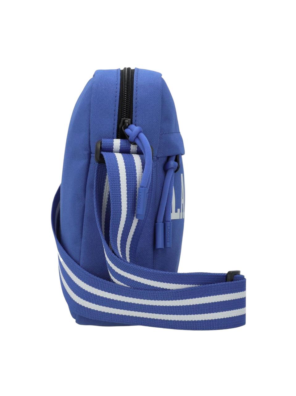 Blue backpack with a striped strap on a white background Lacoste Monza Outlet, Monza Fashion, Shein Outlet